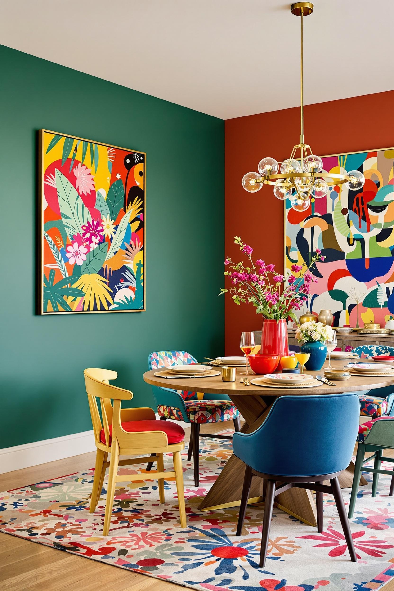 Maximalist geometric wall paint