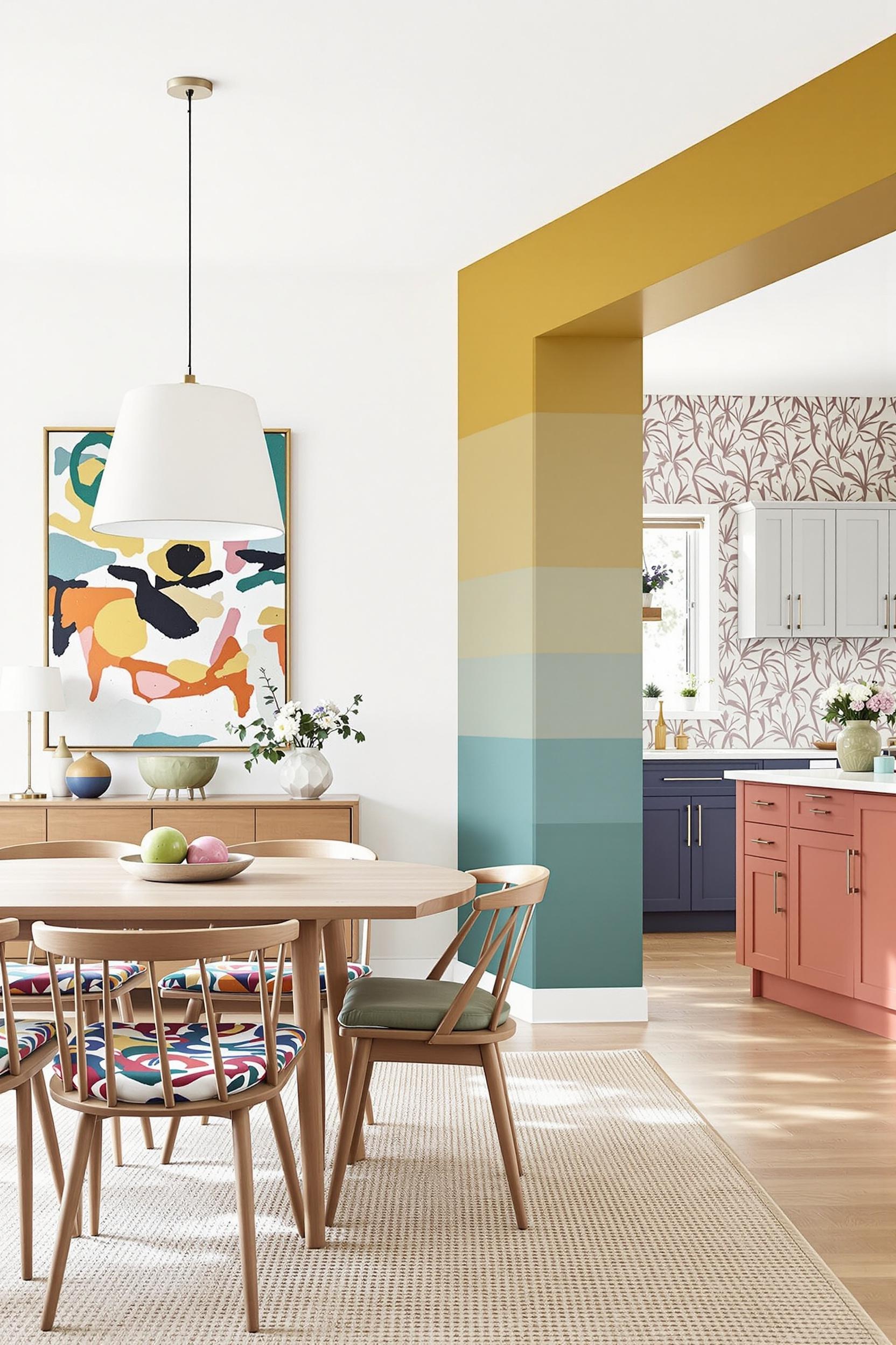 Painted vertical color blocking example