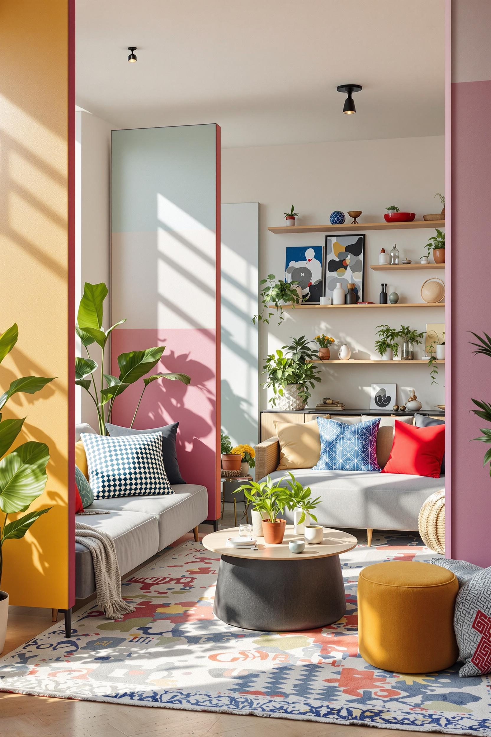 color blocking room divider idea