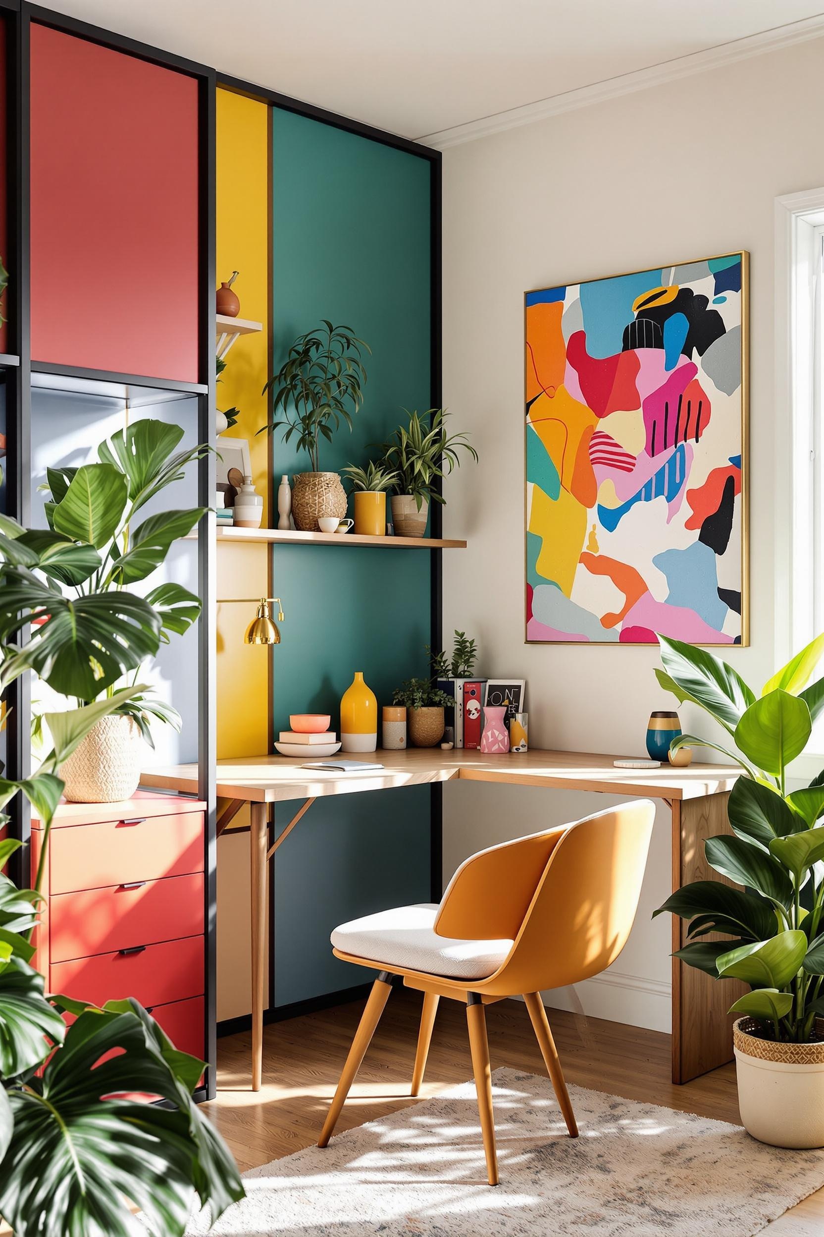 DIY color block geometric screen divider
