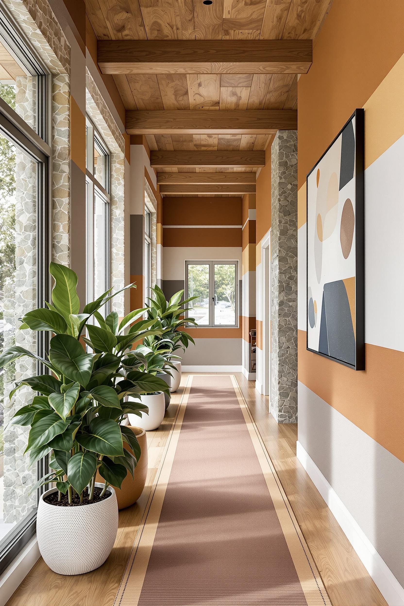 Geometric Color Blocking Modern Mountain Living Room