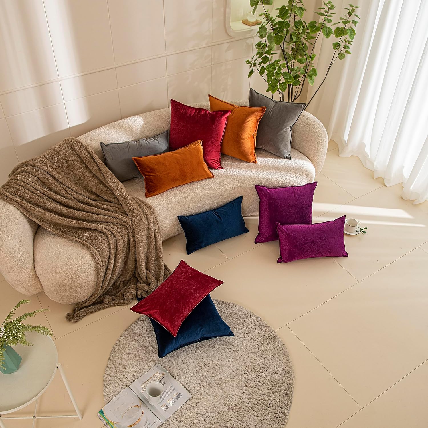 Burnt Orange Velvet Pillow Covers