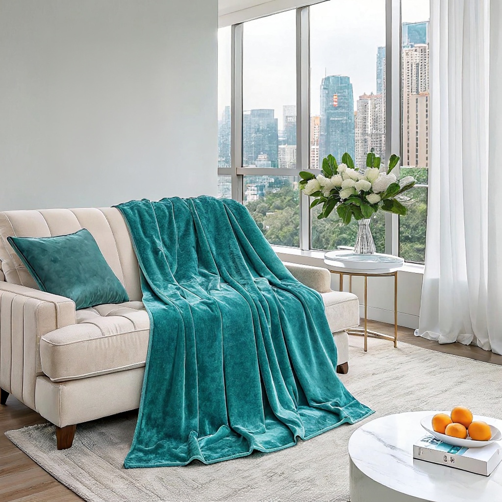 Teal Microfiber Fleece Blanket