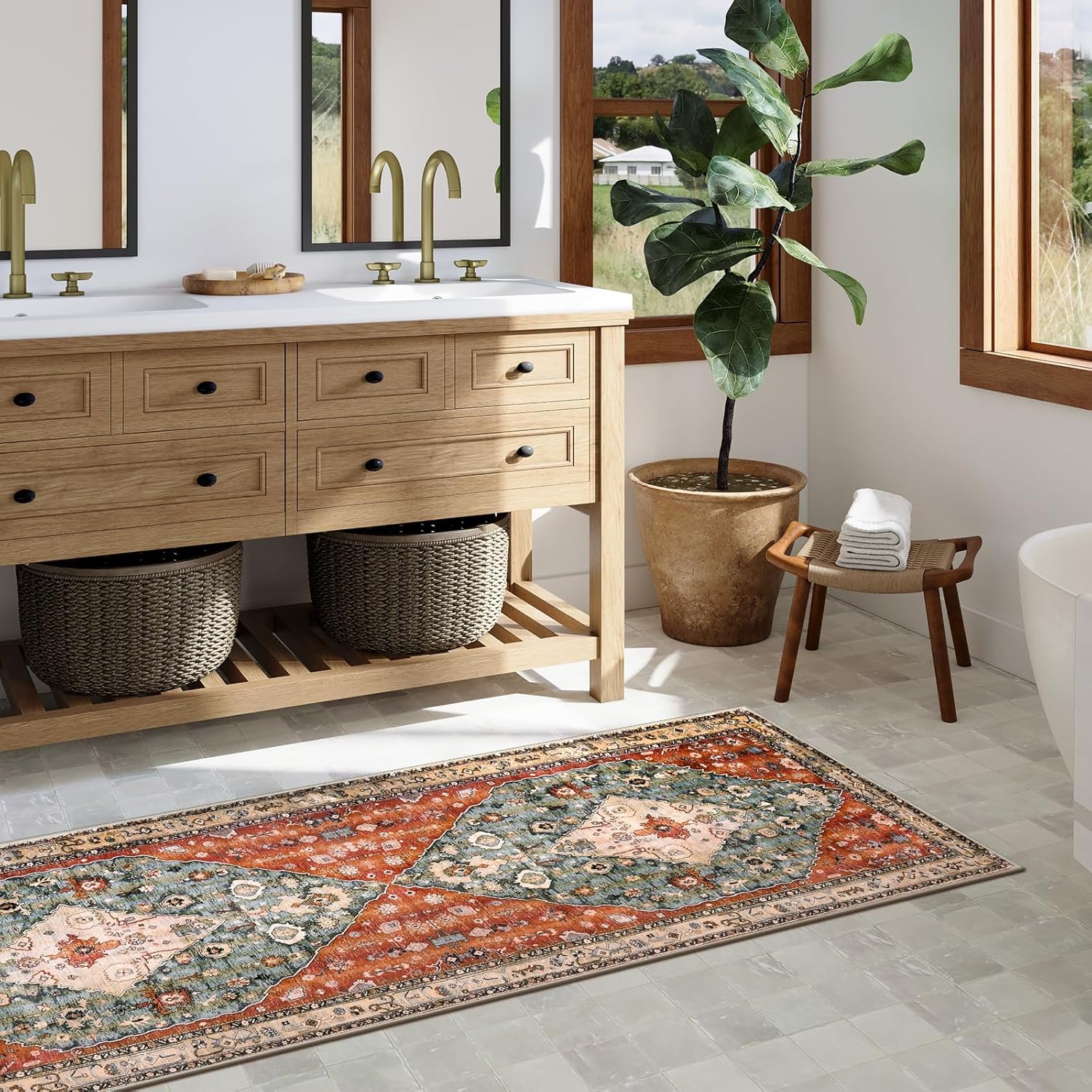 Boho Tribal Entryway Runner Rug