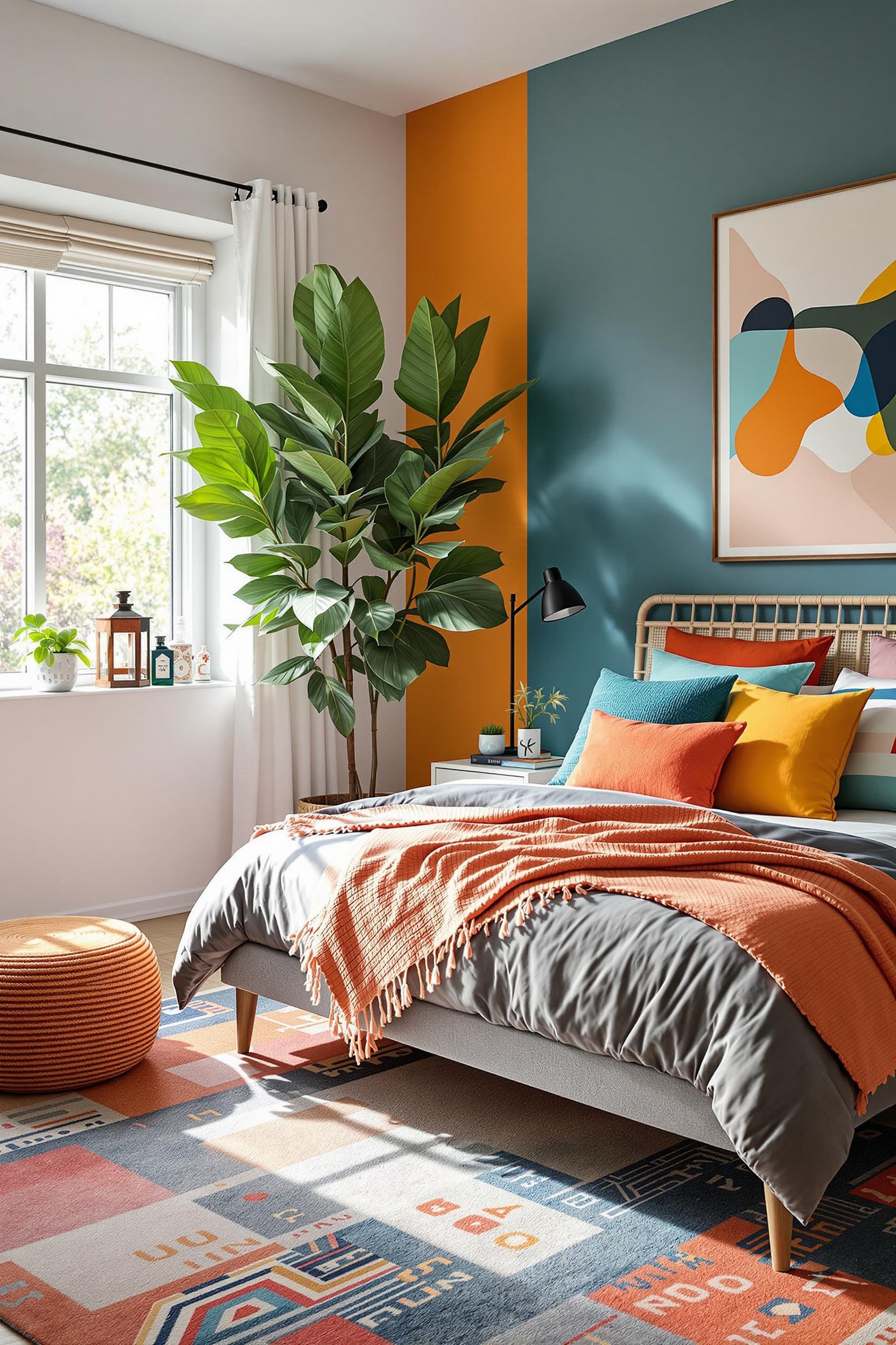 Color Block Bedroom Accent Wall