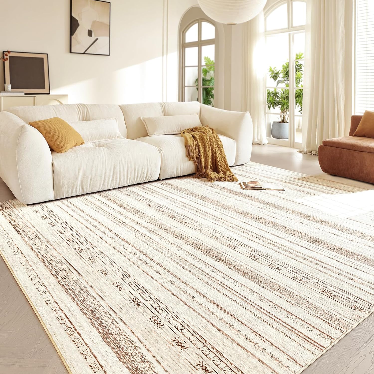 5x7 Neutral Boho Area Rug
