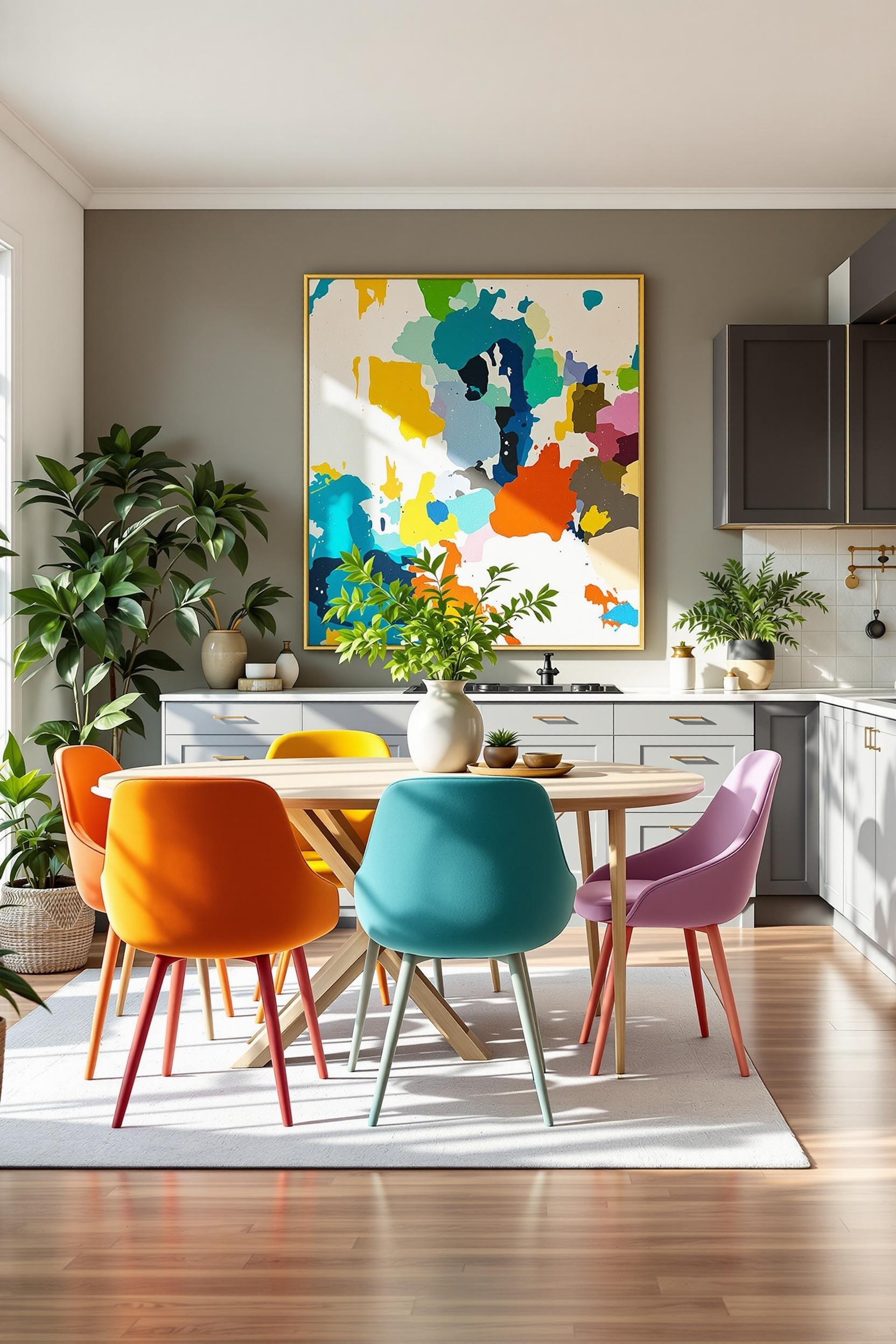 Zoned Color Blocking in Dining and Living Area