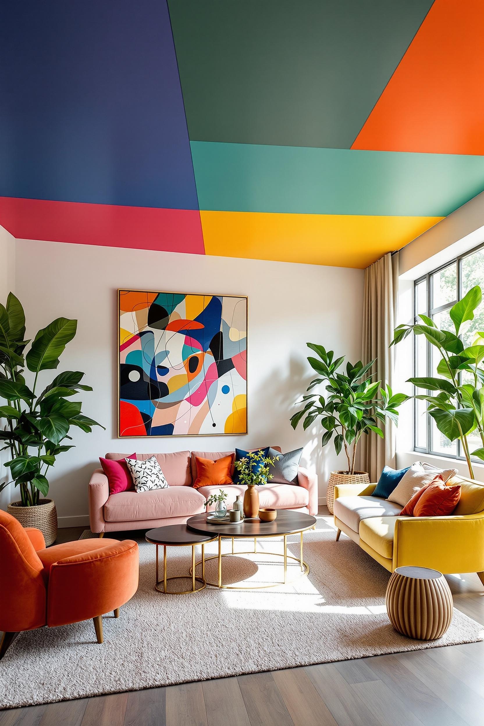 Color Blocking Ceiling in Neutral Palette