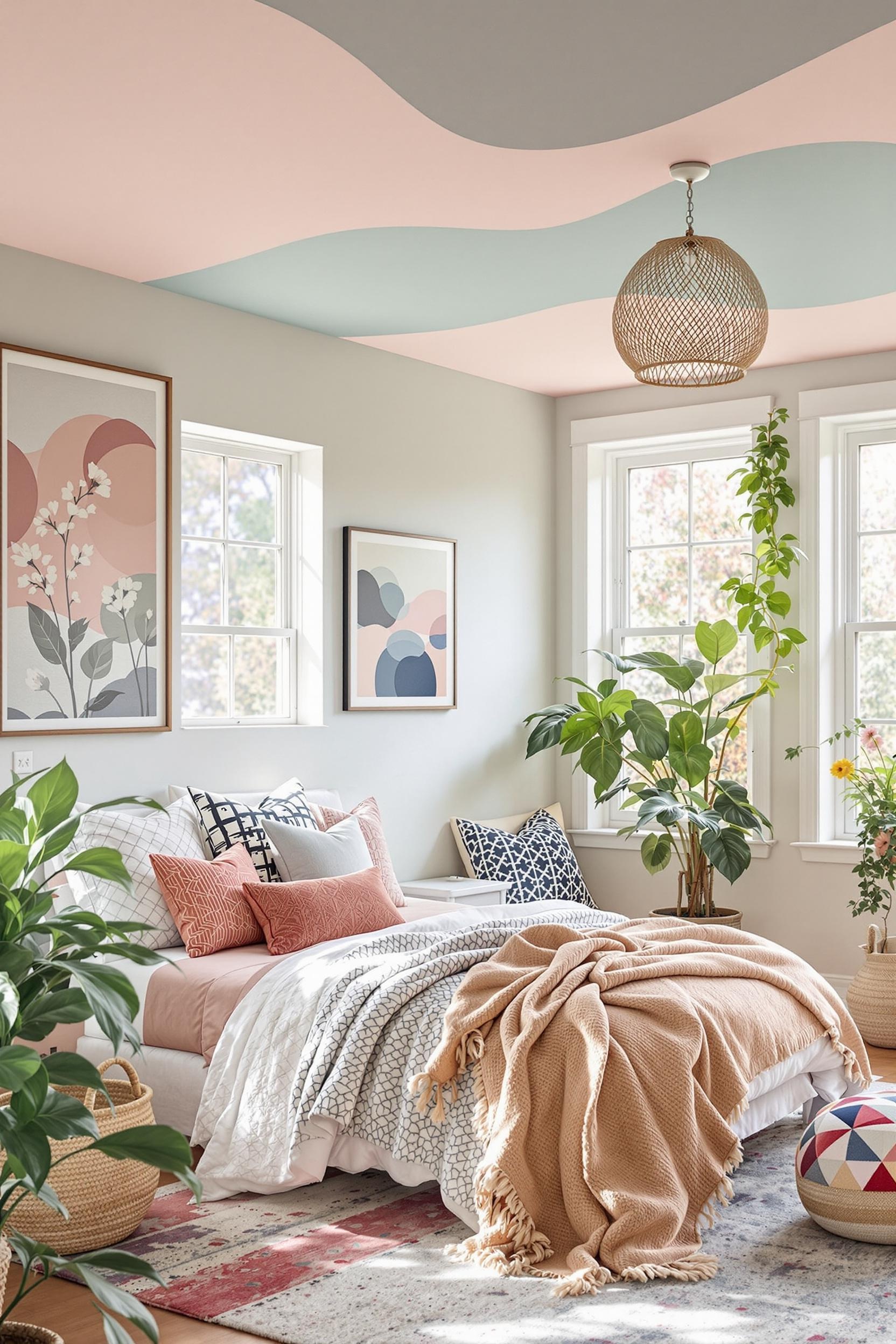 Bold Geometric Ceiling Color Zones