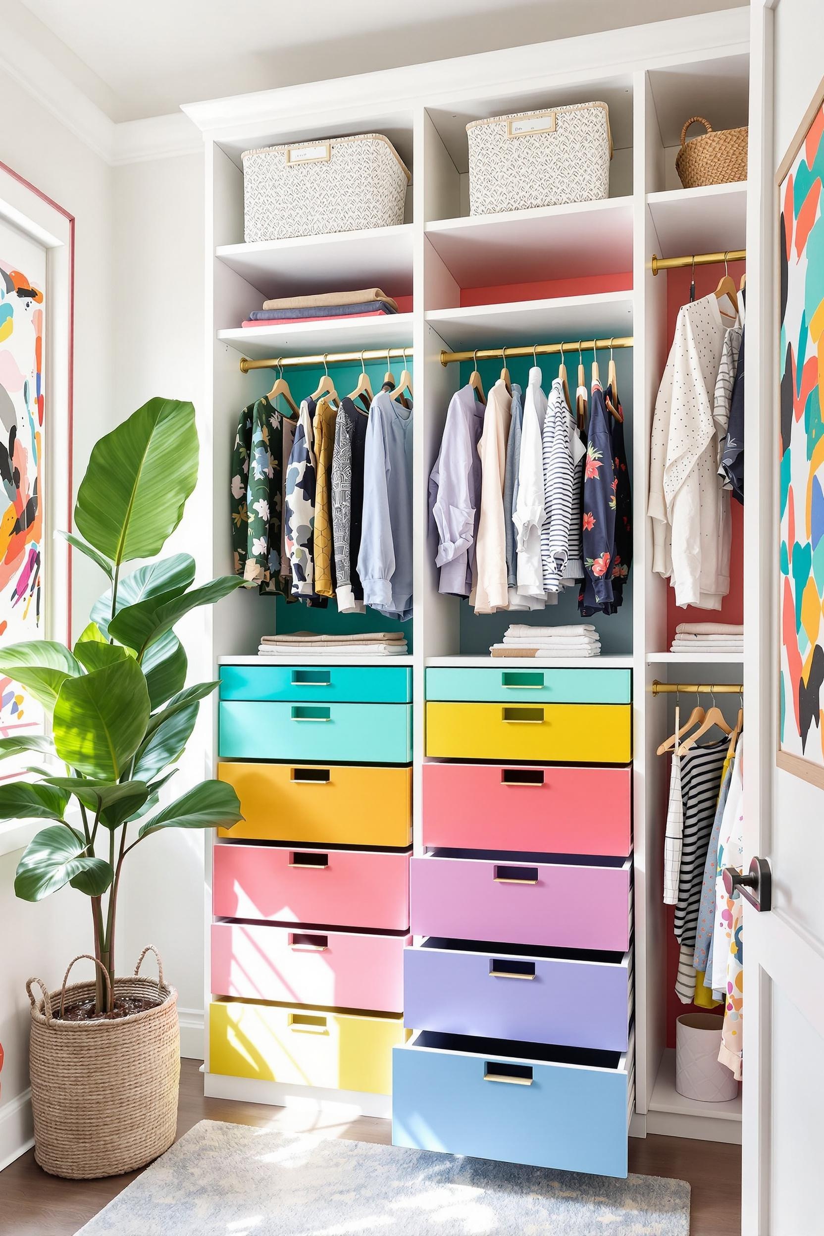 Painted closet shelf interiors