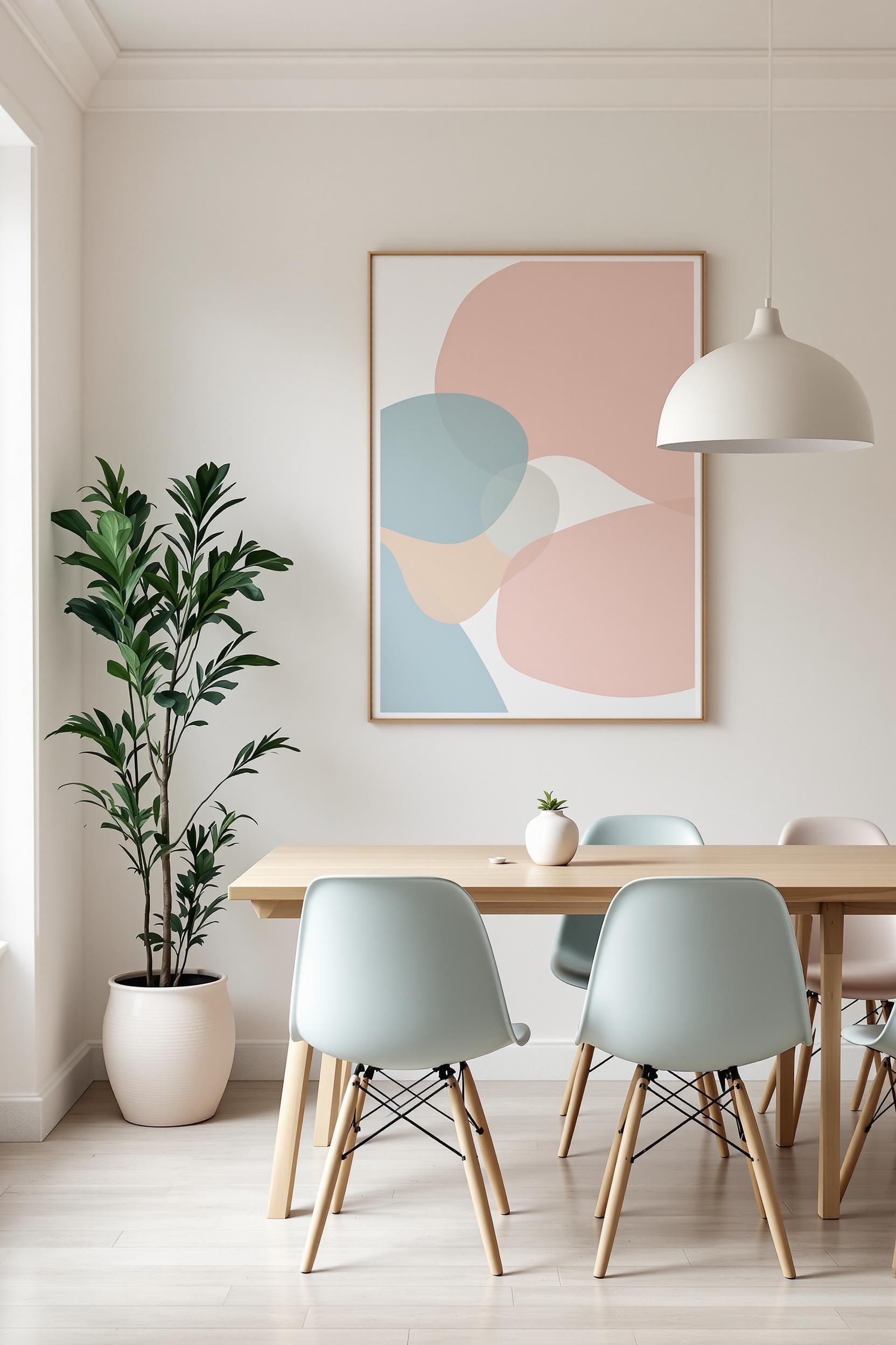 Pastel color blocked bedroom