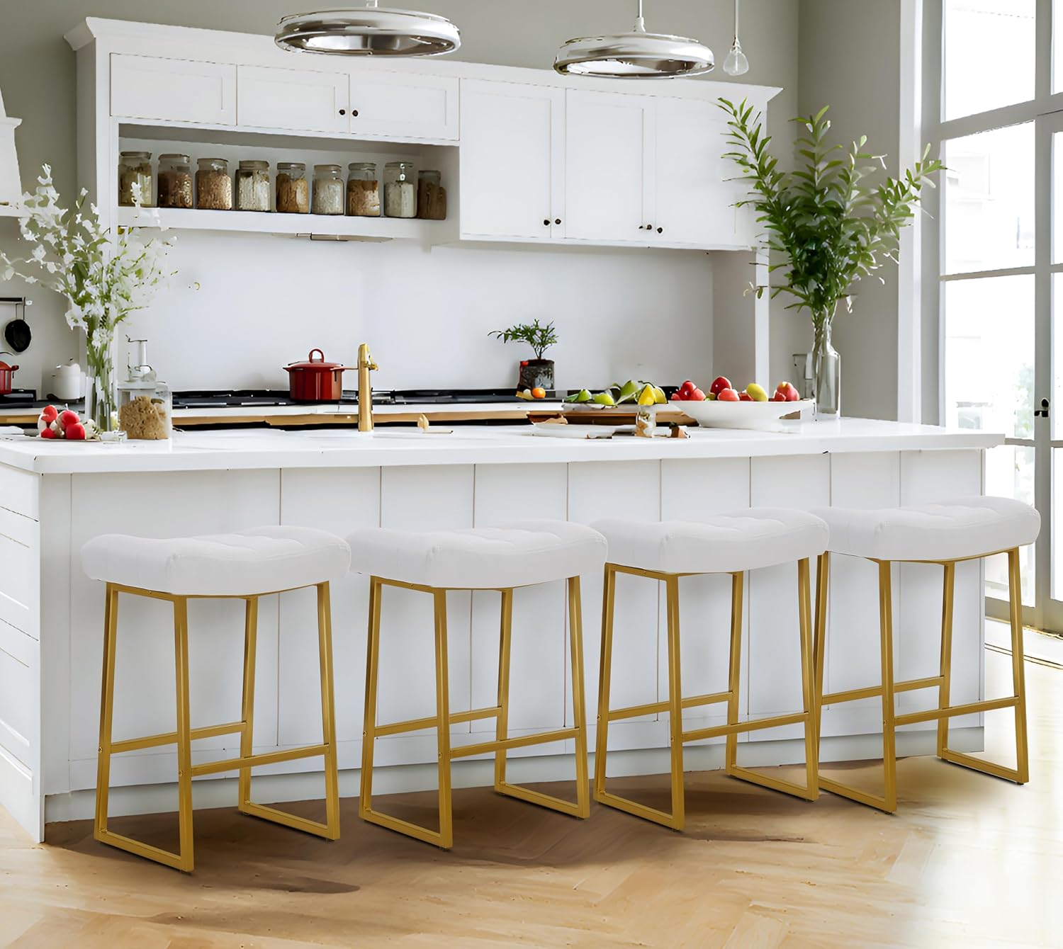 White & Gold Bar Stools