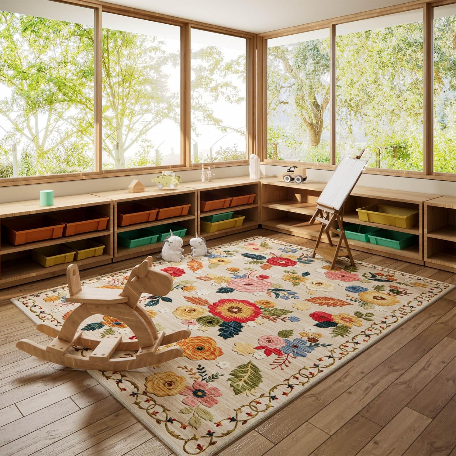 Floral Vintage Washable Rug