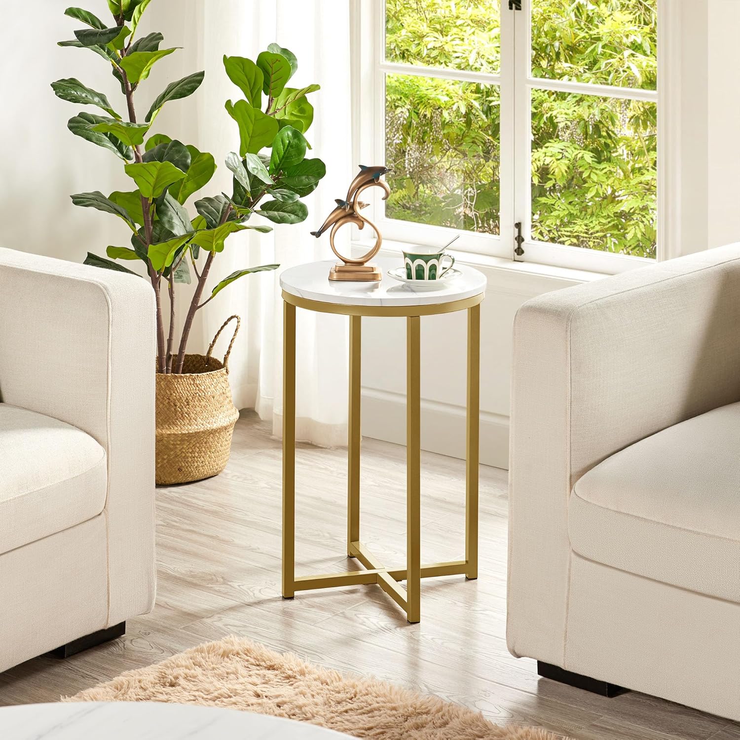 Round Faux Marble Side Tables