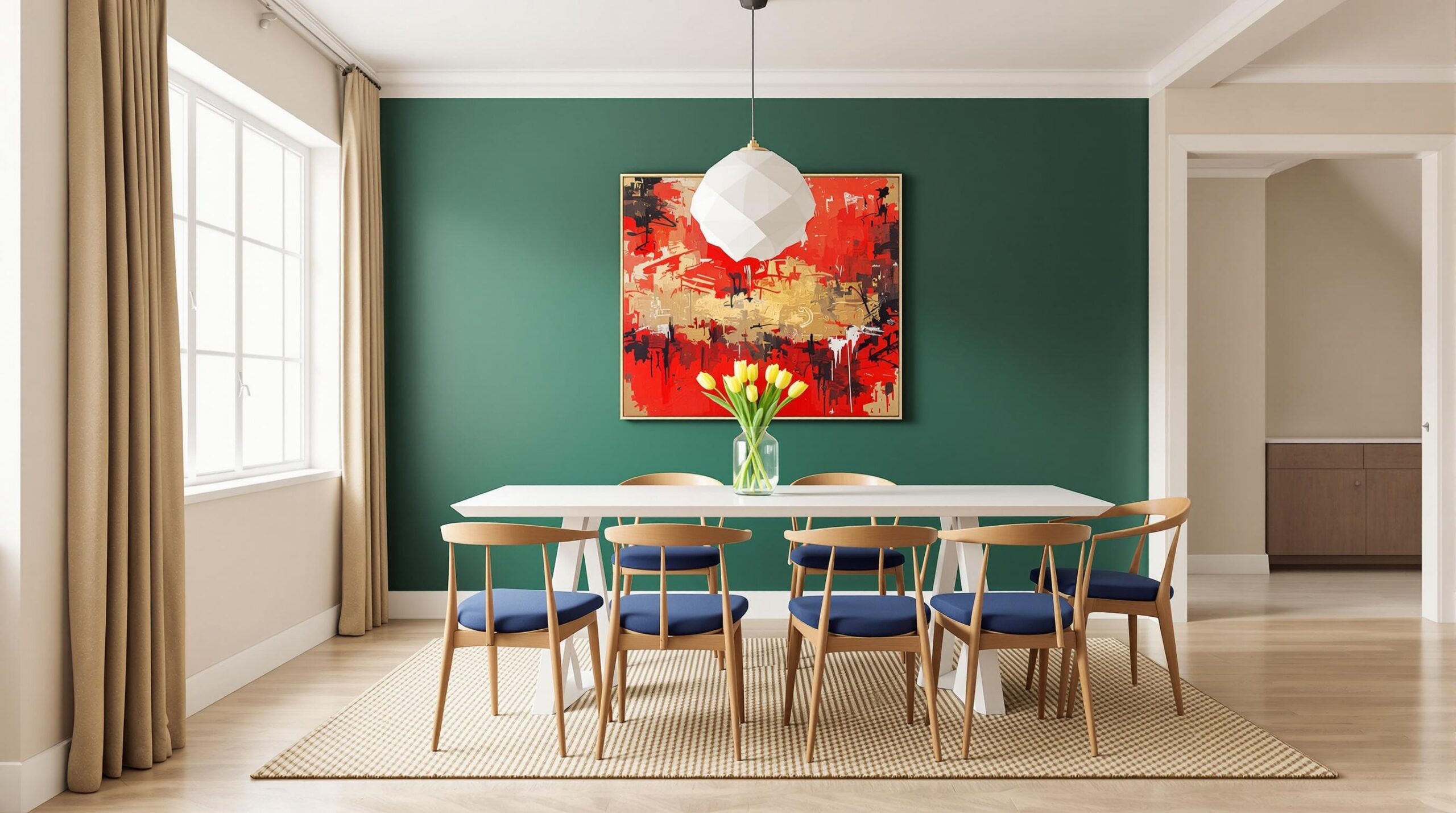 Color blocking in minimalist interior