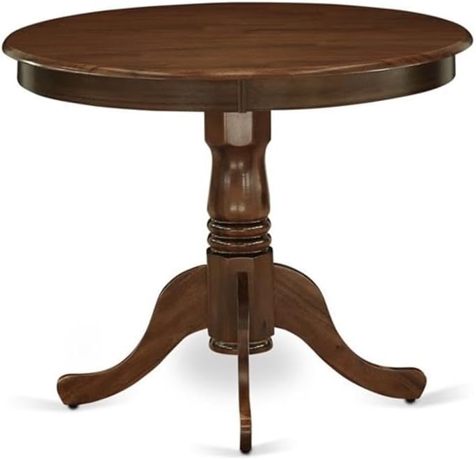 East West Furniture ANT-AWA-TP Antique Modern Kitchen Table - a Round Dining Table Top with Pedestal Base, 36x36 Inch, Walnut