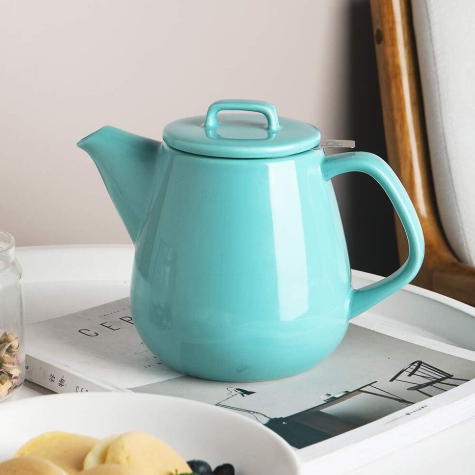 Sweejar 40oz Tea pot with Removable Stainless Steel Infuser,Dishwasher Safe Tea Pots for Loose Tea,Tea Pots with Infuser for Chrismas Women Gift(Turquoise)