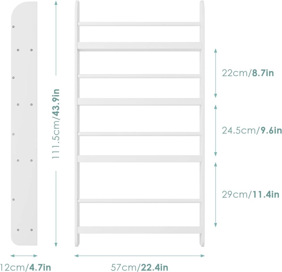 FOTOSOK Kids Bookshelf, Wall Mount 4-Tier Book Shelf Organizer for Toys and Books, Toy Storage Bookshelf in Bedroom, Living Room and Nursery, White