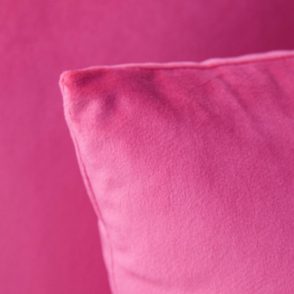Set of 2 Hot Pink Colored Solid Velvet Throw Pillow Covers, Cozy Soft Accent Pillow Cases for Sofa Couch Bed and Living Room - 18"x18"