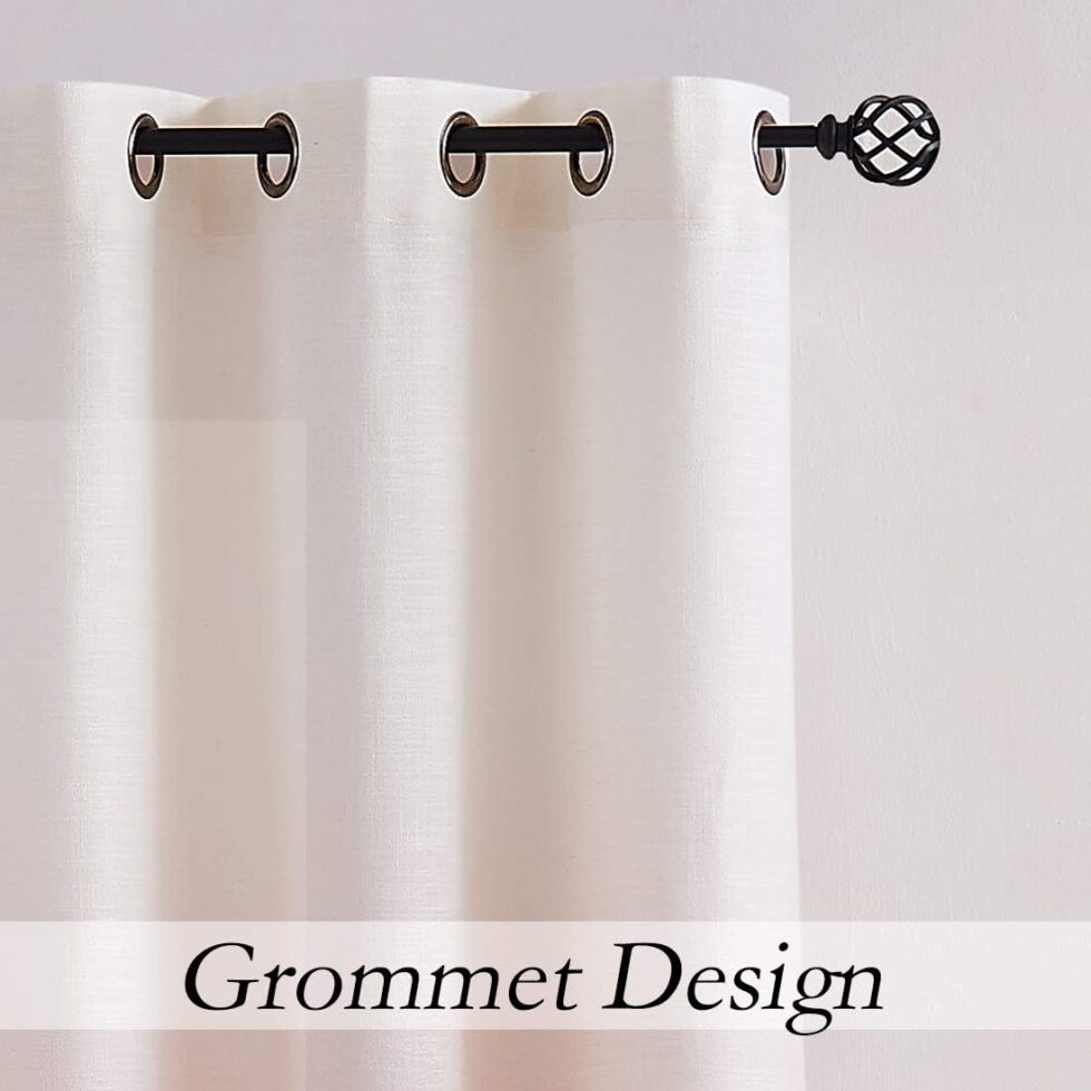 Central Park Ombre Rayon Blend Heavy Linen Texture Window Curtain Panel 6 Grommets Top Gradient Cream White to Pink Dust Rose Window Drapes Treatment for Living Room/Bedroom, Set of 2, 40" x 95" Each