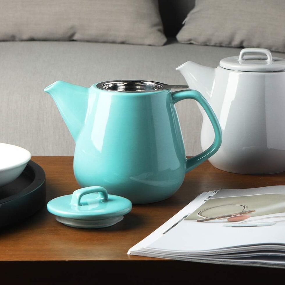 Sweejar 40oz Tea pot with Removable Stainless Steel Infuser,Dishwasher Safe Tea Pots for Loose Tea,Tea Pots with Infuser for Chrismas Women Gift(Turquoise)