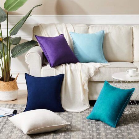 Fancy Homi 2 Packs Premium Faux Suede Decorative Throw Pillow Covers, Super Soft Square Pillow Case,Solid Cushion Cover for Couch/Sofa/Bedroom (18" x 18", Set of 2, Teal)