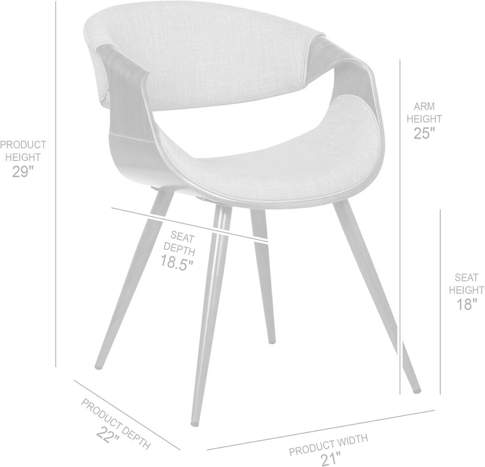 Armen Living Butterfly Mid-Century Dining Chair in Walnut Finish and Blue Fabric