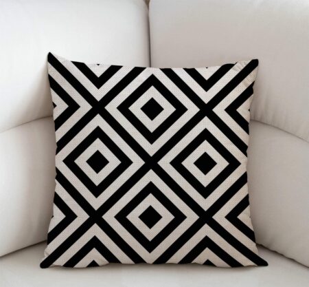 Swono Geometric Striped Black and White Diagonal Inclined Lines Throw Pillow Cover Cushion Case for Home Decor Sofa Couch 18" x 18" Inch Cotton Linen Farmhouse Decorations