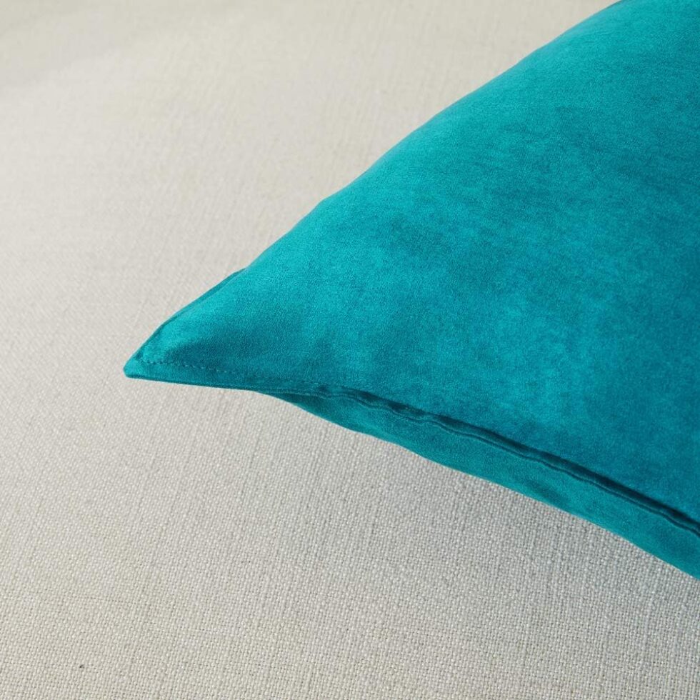 Fancy Homi 2 Packs Premium Faux Suede Decorative Throw Pillow Covers, Super Soft Square Pillow Case,Solid Cushion Cover for Couch/Sofa/Bedroom (18" x 18", Set of 2, Teal)