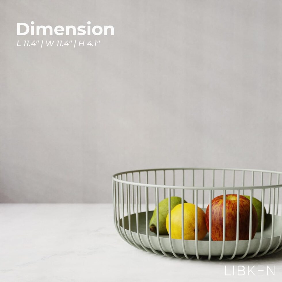 Wire Fruit Bowls-Stylish Metal Wire Fruit Basket for Kitchens-Decorative Fruit and Veg Storage Holder-Ideal Kitchen Accessories for Modern Decor-Light Green, 1 Unit, H4xL11xW11in - Heavy weight
