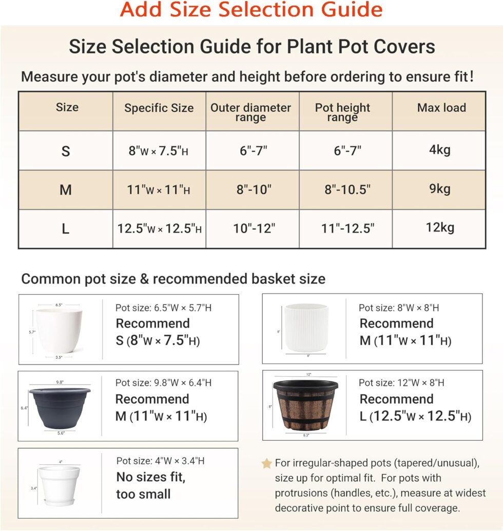 Dahey Jute Spliced Cotton Rope Plant Basket Modern Woven Storage Basket for 10" Floor Indoor Planter, Decorative Flower Pots Cover Laundry Bin with Handle Rustic Home Decor, White and Beige