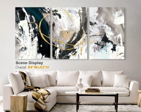 GIFTTWART Extra Large Textured Canvas Wall Art – Modern Abstract Black and White Painting for Living Room, Office, Dining Room Decor, 71"x36"