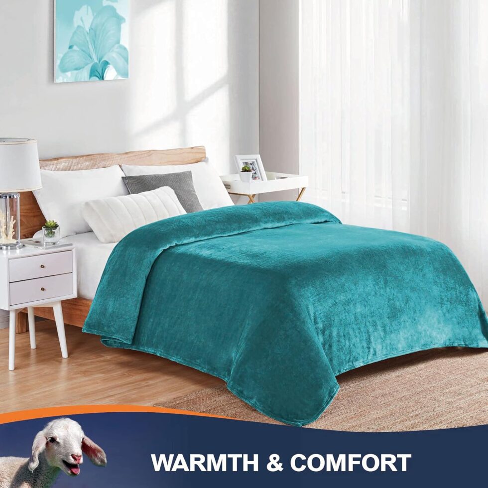 Walensee Fleece Blanket Plush Throw Fuzzy Lightweight (Queen Size 90x90 Teal) Super Soft Microfiber Flannel Blankets for Couch, Bed, Sofa Ultra Luxurious Warm and Cozy for All Seasons