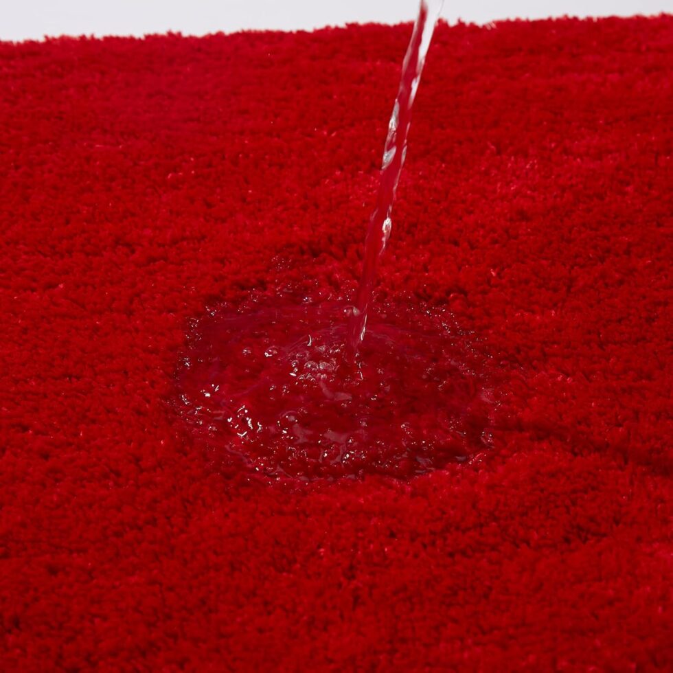 Microfiber Bathroom Rugs and Mats Sets 2 Piece,Non-Slip Bath Rugs, Machine Washable Absorbent Bath Mats for Bathroom Floor, Shower (Red, 16''x24'' Plus 20''x32'')