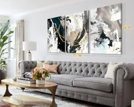 GIFTTWART Extra Large Textured Canvas Wall Art – Modern Abstract Black and White Painting for Living Room, Office, Dining Room Decor, 71"x36"
