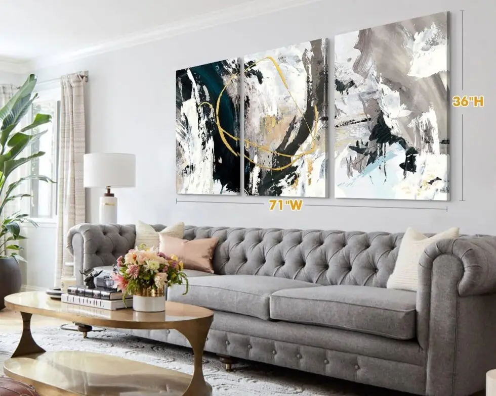 GIFTTWART Extra Large Textured Canvas Wall Art – Modern Abstract Black and White Painting for Living Room, Office, Dining Room Decor, 71"x36"