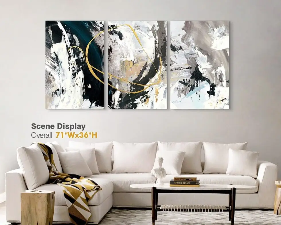 GIFTTWART Extra Large Textured Canvas Wall Art – Modern Abstract Black and White Painting for Living Room, Office, Dining Room Decor, 71"x36"