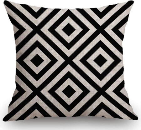 Swono Geometric Striped Black and White Diagonal Inclined Lines Throw Pillow Cover Cushion Case for Home Decor Sofa Couch 18" x 18" Inch Cotton Linen Farmhouse Decorations