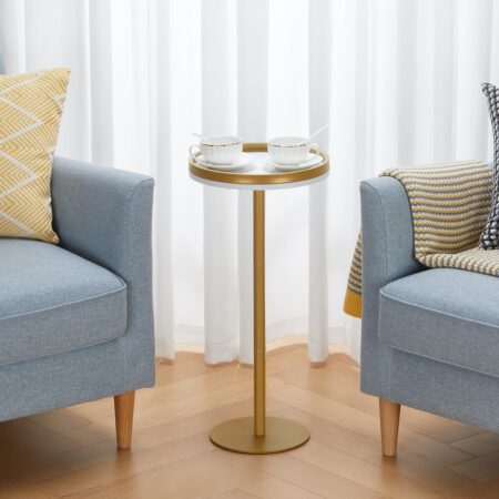 Round Drink Table,Small Pedestal Table,Small Round Side Table for Narrow Spaces,Martini Table for Living Room, Bedroom, Bathroom,Balcony