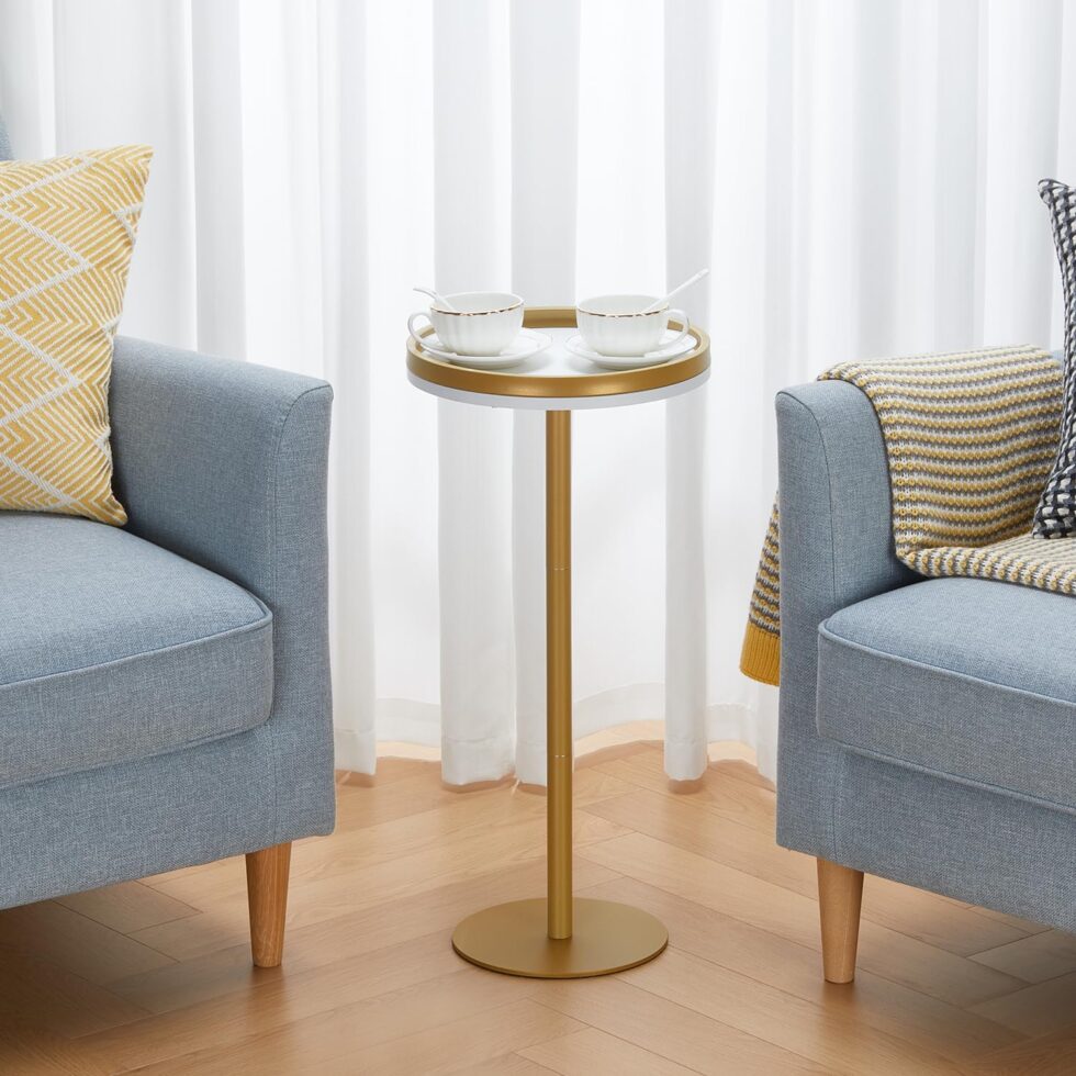 Round Drink Table,Small Pedestal Table,Small Round Side Table for Narrow Spaces,Martini Table for Living Room, Bedroom, Bathroom,Balcony