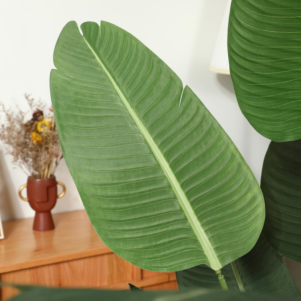 Artificial Plants 4FT Artificial Bird of Paradise Plant in Pot, Tall Fake Tree with Woven Basket, Realistic Faux Palm Tree 8 Trunks Silk Plants for Modern Home Décor Indoor Outdoor Office