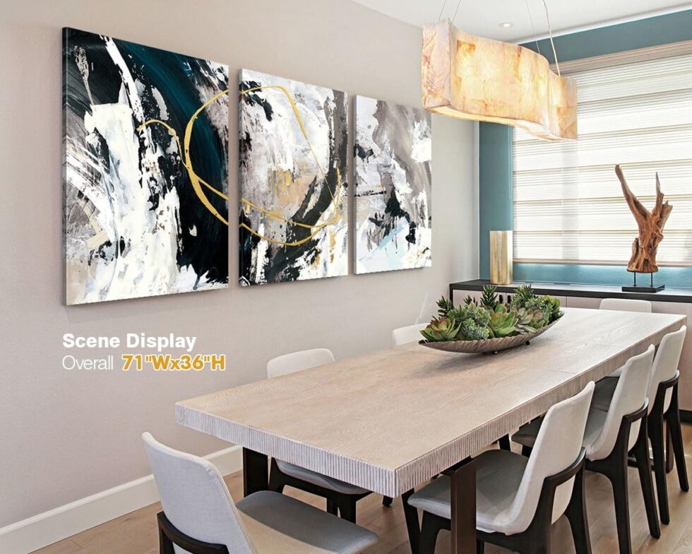 GIFTTWART Extra Large Textured Canvas Wall Art – Modern Abstract Black and White Painting for Living Room, Office, Dining Room Decor, 71"x36"