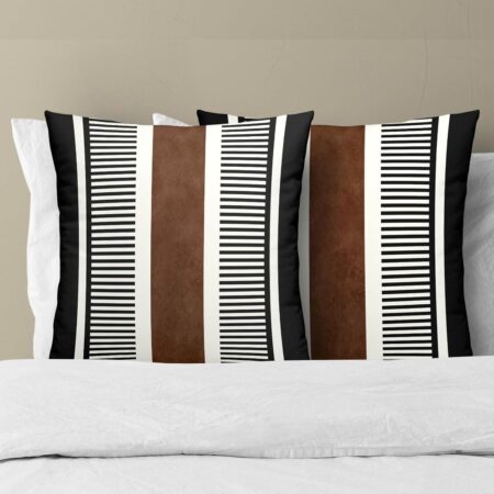 Kawani Boho Decorative Throw Pillow Covers 18x18 Inch Black White Brown Stripe Pillow Covers Set of 2 Farmhouse Rustic Decorative Pillows Modern Geometric Pillow Cases for Couch Decor