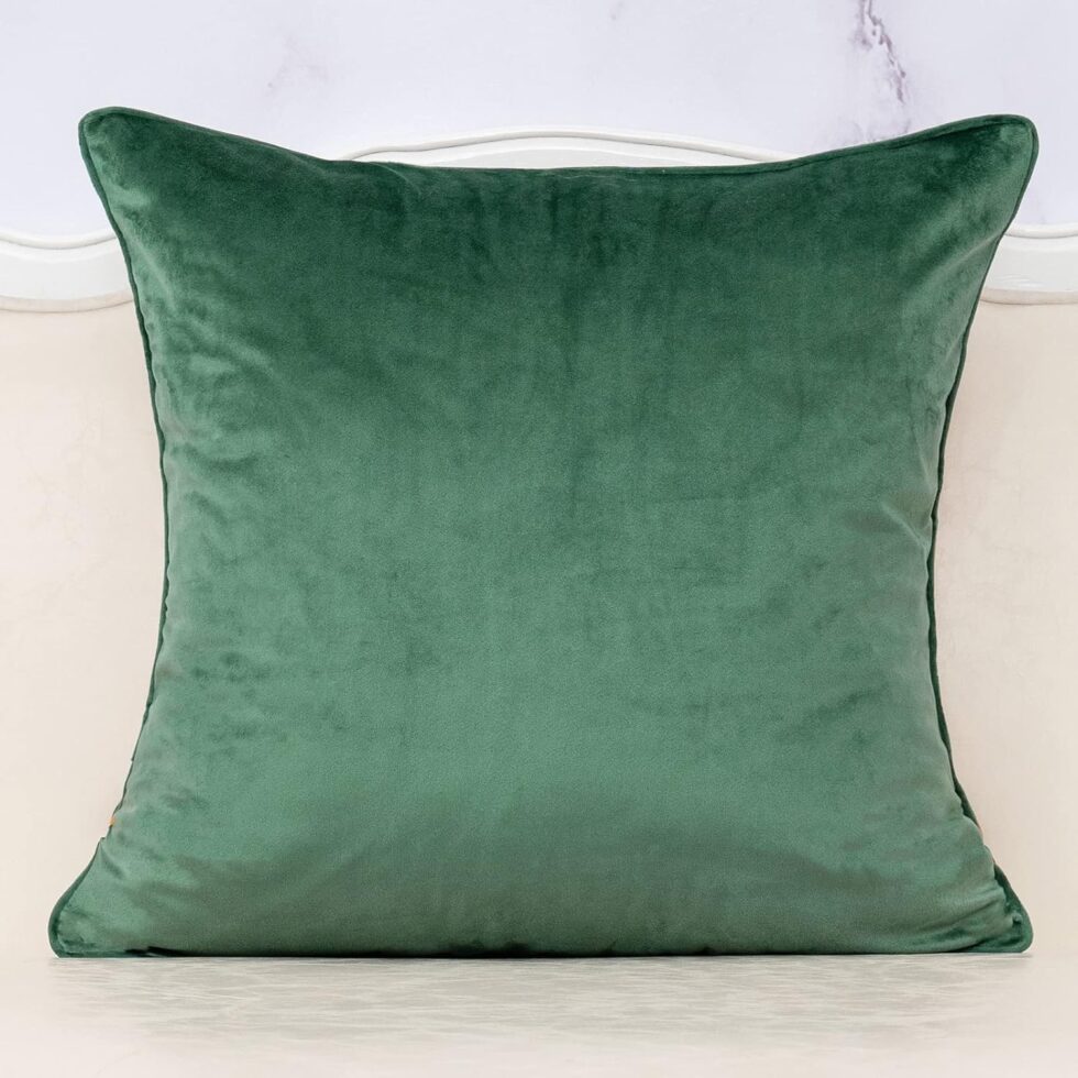 Alerfa Square Pillow Geometric Plaid Embroidery Cut Velvet Cushion Case Luxury Modern Throw Pillow Cover Decorative Pillow for Couch Sofa Living Room Bedroom Car 18 x 18 Inch Teal Orange
