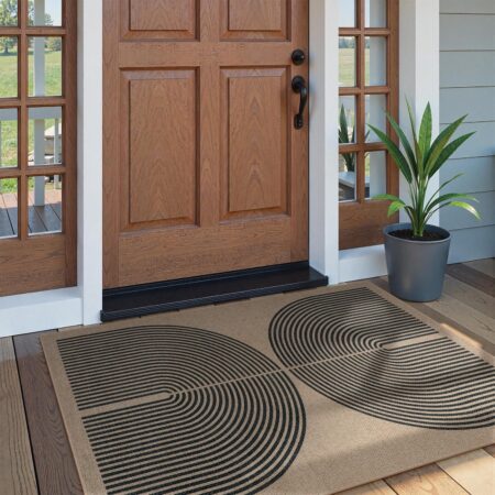 Lahome Modern Rainbow Easy Jute Rug, 3x5 Washable Rugs for Entryway Farmhouse Black Patio Carpet, Non Slip Indoor Door Mat Contemporary Outdoor Porch Carpet for Laundry Guestroom Room Decor