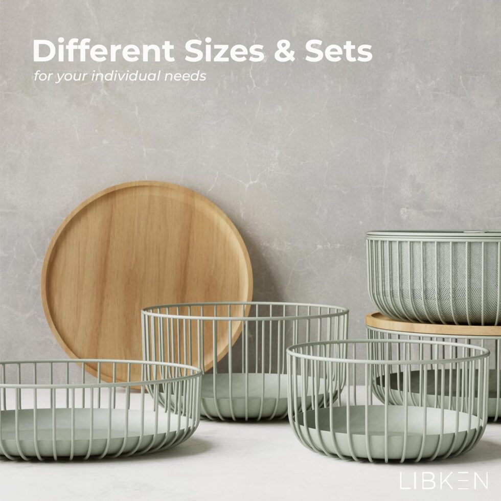 Wire Fruit Bowls-Stylish Metal Wire Fruit Basket for Kitchens-Decorative Fruit and Veg Storage Holder-Ideal Kitchen Accessories for Modern Decor-Light Green, 1 Unit, H4xL11xW11in - Heavy weight