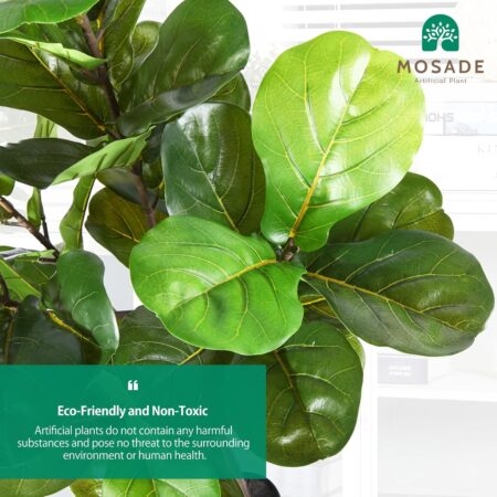 MOSADE Artificial Fiddle Leaf Fig Tree 65Inch Fake Potted Ficus Lyrata Plant with Handmade Seagrass Basket, Perfect Faux Plants Home Décor for Indoor Outdoor Office Porch Balcony Bedroom Bathroom Gift