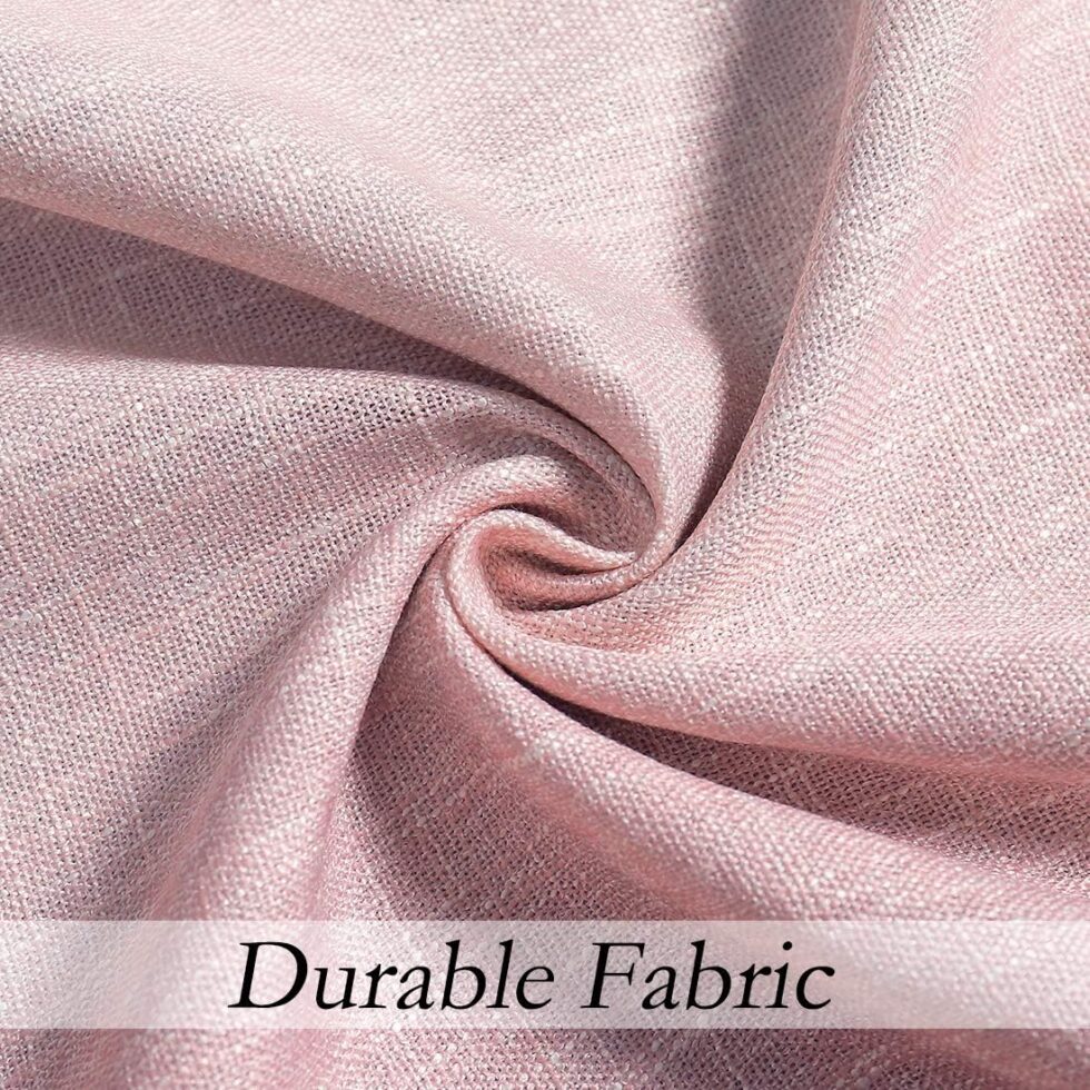 Central Park Ombre Rayon Blend Heavy Linen Texture Window Curtain Panel 6 Grommets Top Gradient Cream White to Pink Dust Rose Window Drapes Treatment for Living Room/Bedroom, Set of 2, 40" x 95" Each