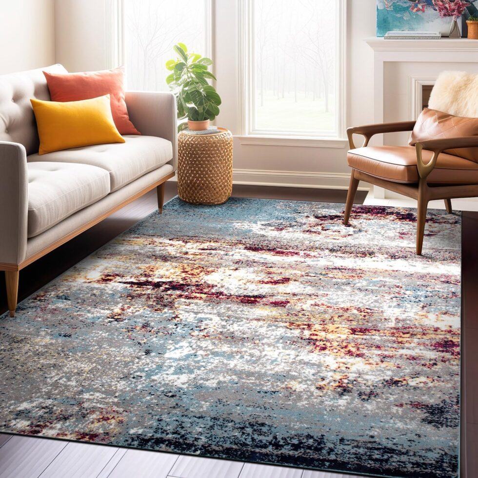 Rugshop Distressed Abstract Watercolor Area Rug 7'10" x 10' Multi