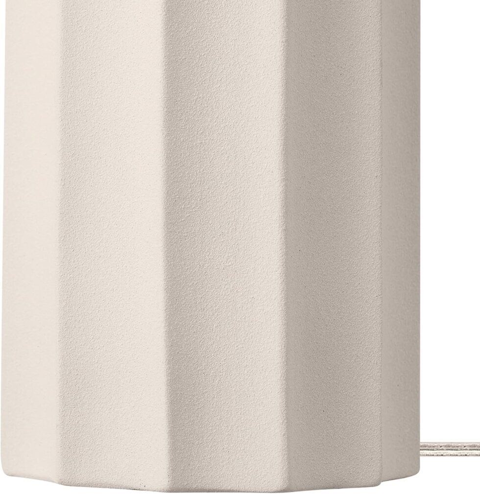 GLOBE Electric 65922 20" Table Lamp, Ribbed Concrete Finish, White Linen Shade